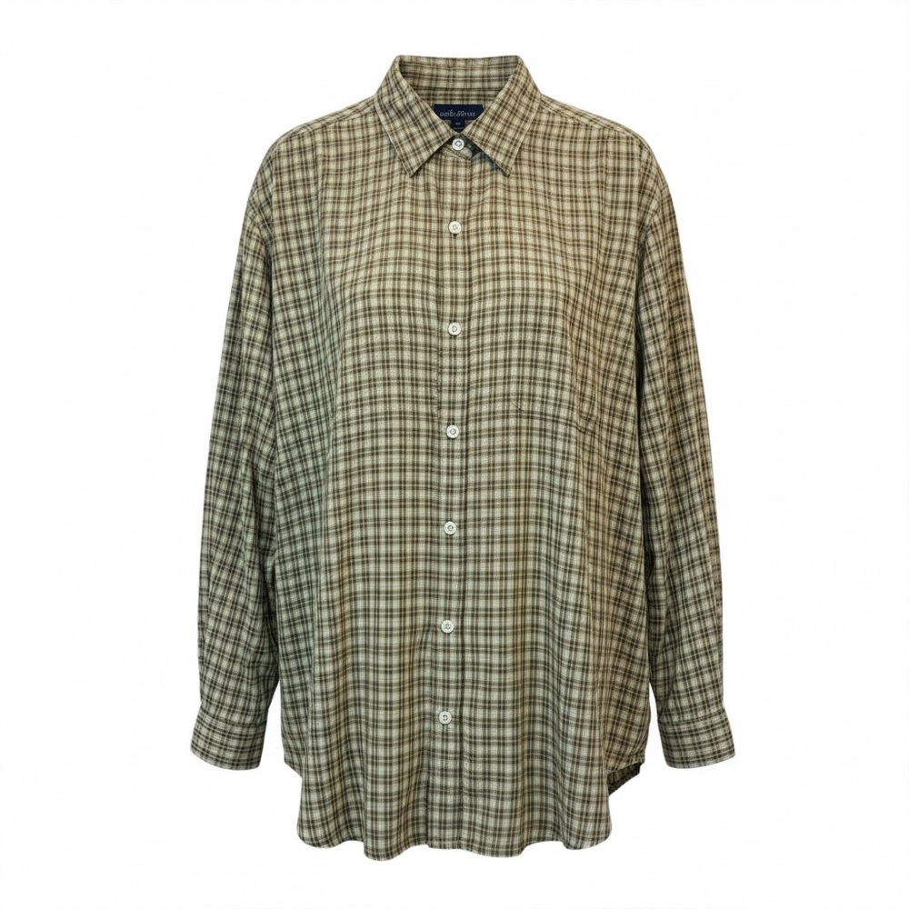 Venezia Jean Co Women Plus size 18-20 Green Plaid Long-Sleeve Button-Up Shirt - Picture 5 of 8